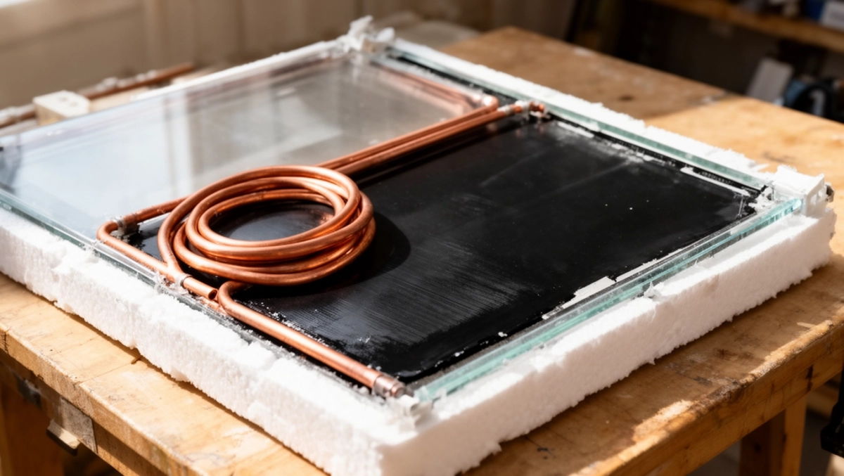 Kolektor słoneczny własnej roboty schemat