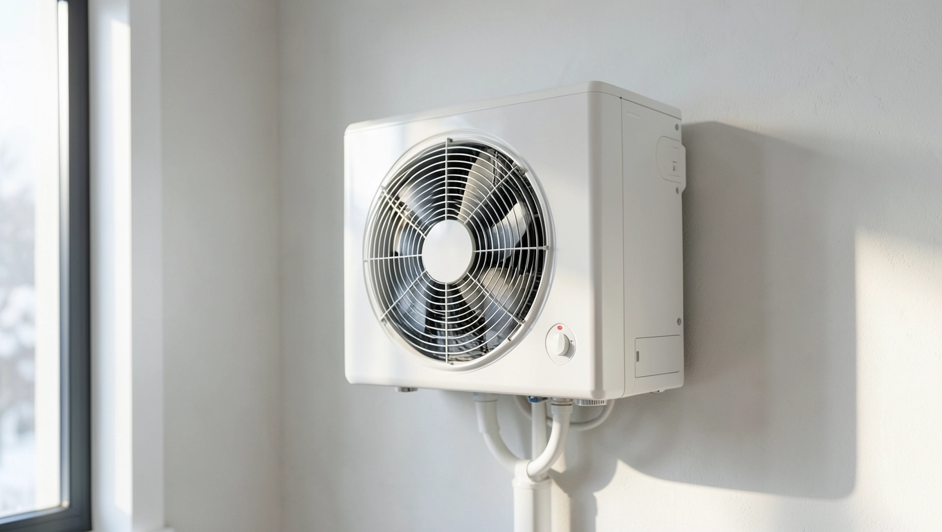 powietrzna pompa ciepła wewnątrz budynku