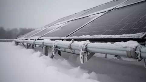 Kolektor słoneczny ciśnieniowy zimą